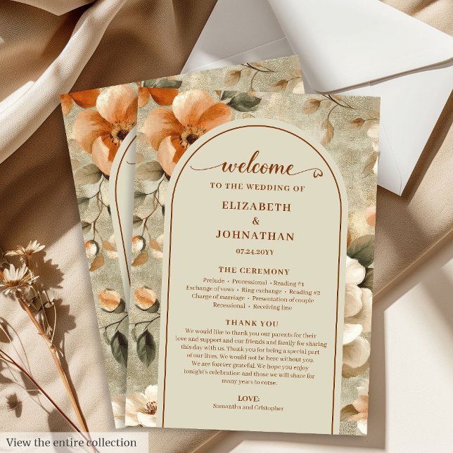 Programa de Casamento Refined Boho Copper Ivory Sa (Refined Boho Copper Ivory Sage Wedding Program)