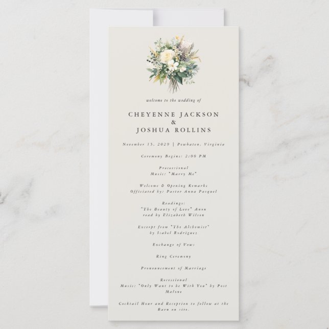 Programa de Casamento Romântico de Boêmias Florest (Frente)