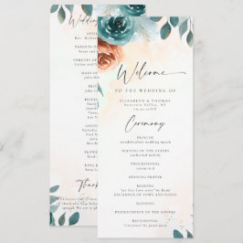 Programa de Casamento Romântico de Outono em Teal