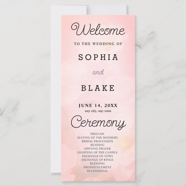 Programa de Casamento Rosa Bonito das Flores Branc (Frente)