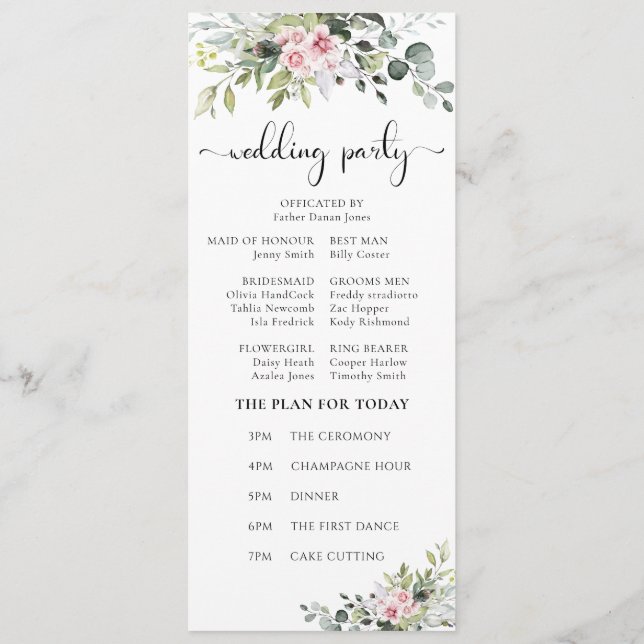 Programa de Casamento Rosa Rosa Verde (Verso)