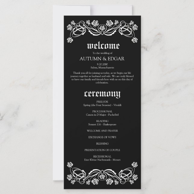 Programa de Casamento Rosas Góticos (Frente)