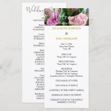 Programa de Casamento Rosas Rosa Dourado NOMES