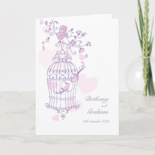 Programa de casamento roxo cor-de-rosa com gaiola