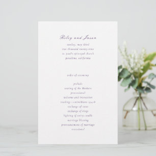 Programa de Casamento Roxo Elegante Limpo