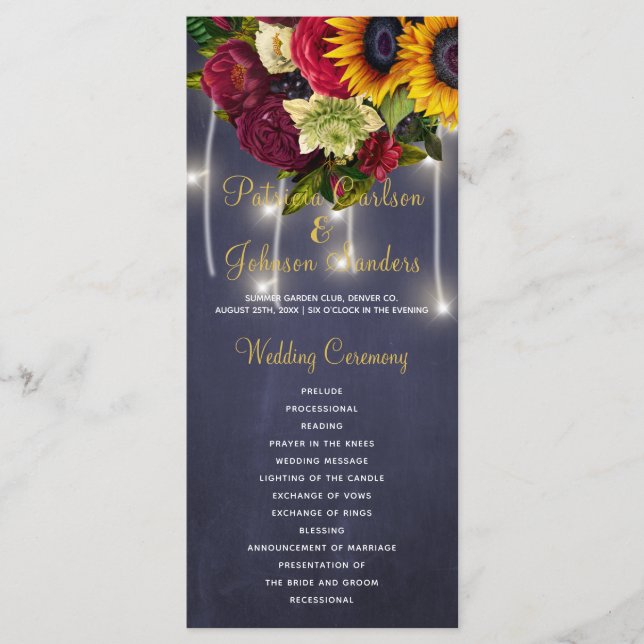 Programa de casamento Russo de Chalkboard Burgundy (Frente)