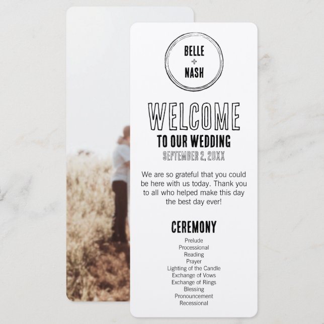 Programa de Casamento Rustic Boho Barn com Foto (Frente/Verso)