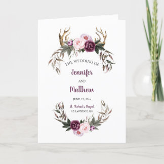 Programa de Casamento Rustic Purple Plum Peonies A