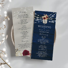 Programa de Casamento Rústico Azul-Marinho com Luz