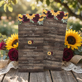 Programa de Casamento Rústico de Girassol e Rosas 