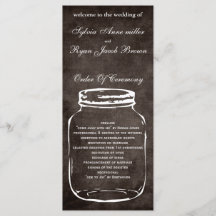 programa de Casamento Rústico de Mason jar