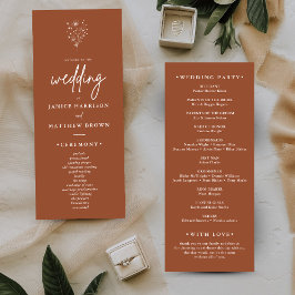 Programa de Casamento Rústico Elegante Boho Laranj