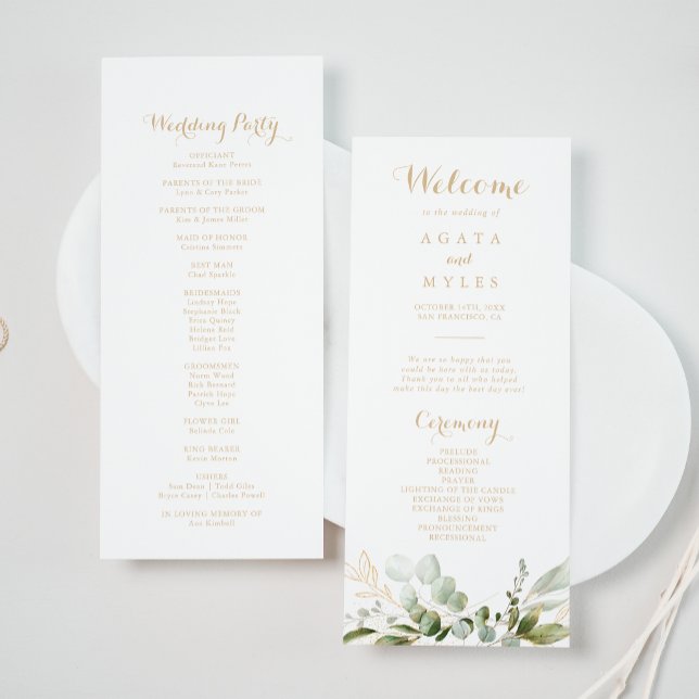 Programa de Casamento Sage Greenery Eucalipto Dour (Criador carregado)