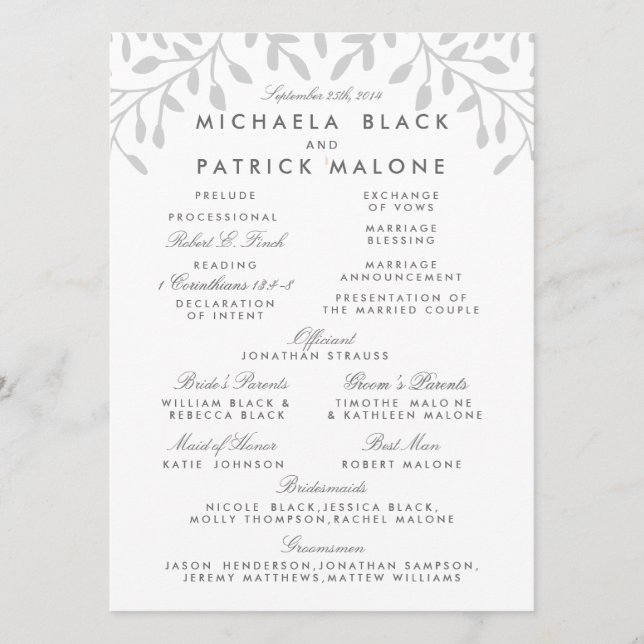 Programa de Casamento Secreto do Jardim (Frente)