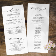 Programa de Casamento Simples de Letras de Script 