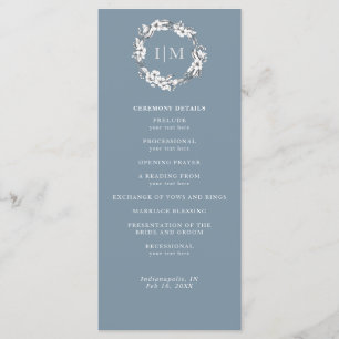 Programa de Casamento Simples de Monograma Floral