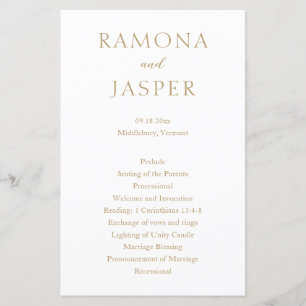 Programa de Casamento Simples Dourado Moderno e De