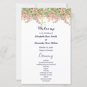 Programa de casamento simples e Bonito de rosa