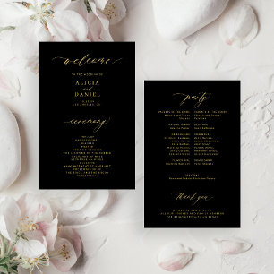 Programa de casamento simples elegante dourado pre