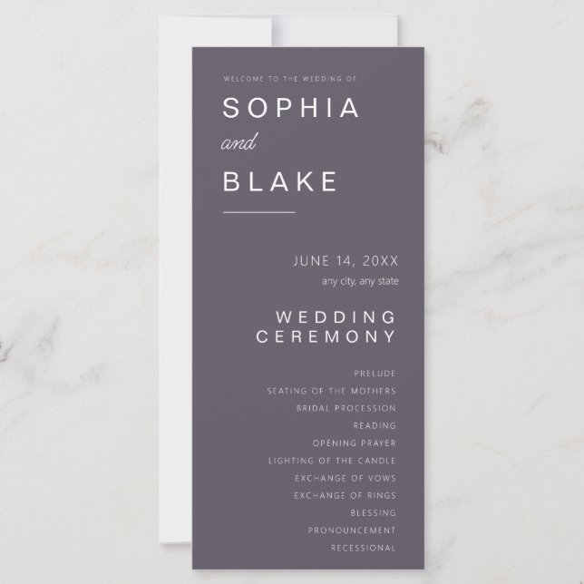 Programa de Casamento Simples Minimalista Cinza Fu (Frente)