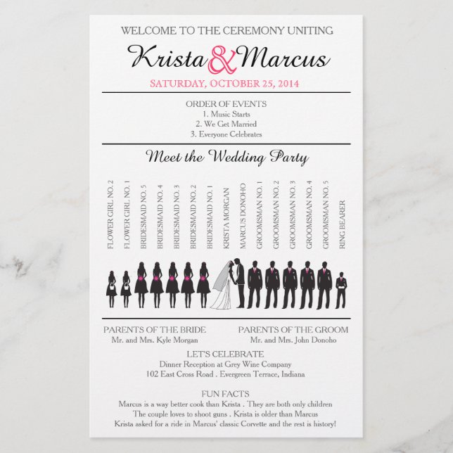 Programa de Casamento Simples Silhouettes Flyer-3 (Frente)