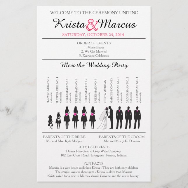 Programa de Casamento Simples Silhouettes Flyer-3 (Frente)