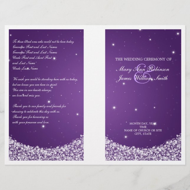 Programa de Casamento - Star Sparkle Purple (Frente)