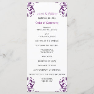 Programa de Casamento tema damasco de roxa-de-abel