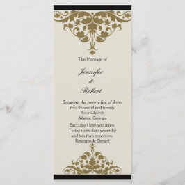 Programa de Casamento tema damasco Dourado e negro