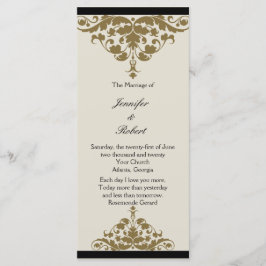 Programa de Casamento tema damasco Dourado e negro
