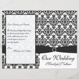 Programa de Casamento tema damasco preto e branco