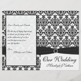 Programa de Casamento tema damasco preto e branco