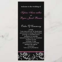 programa de casamento tema damasco rosa