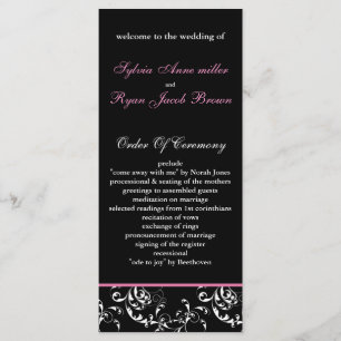 programa de casamento tema damasco rosa