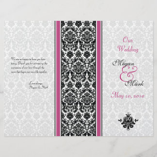 Programa de Casamento tema damasco rosa e preto