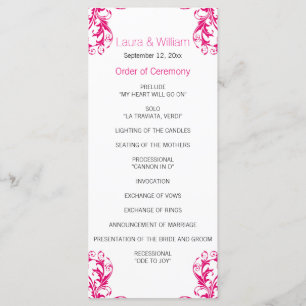 Programa de Casamento tema damasco Rosa Fuchsia