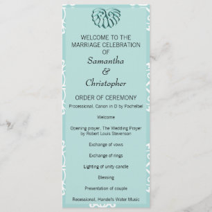 Programa de Casamento tema damasco Teal