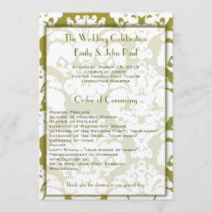 Programa de Casamento tema damasco Verde