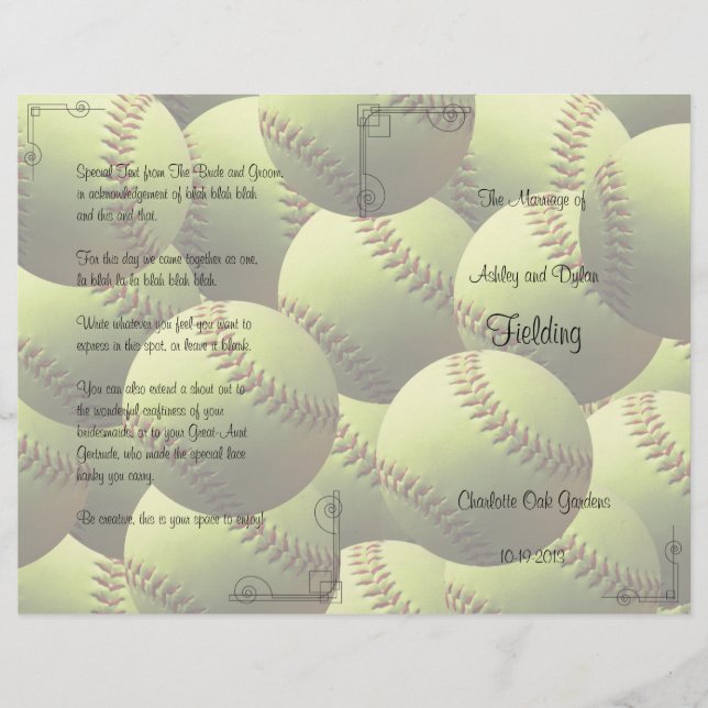 Programa de Casamento Tema de Casamento de Esporte (Frente)