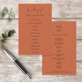 Programa de Casamento Terracotta de Texto Elegante