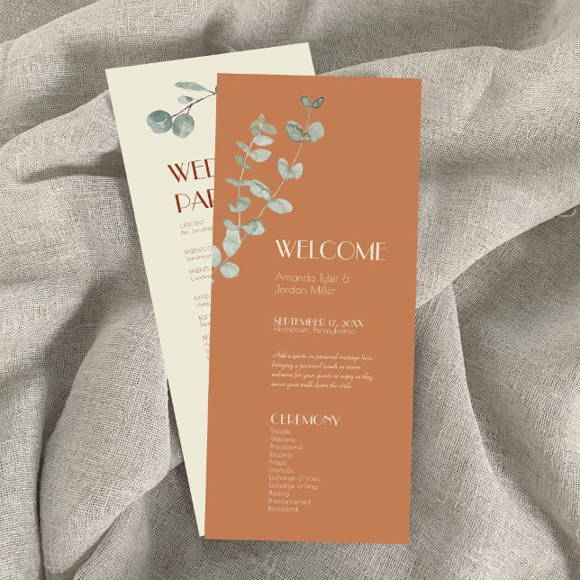 Programa de Casamento Terracotta Eucalyptus Deco (Criador carregado)