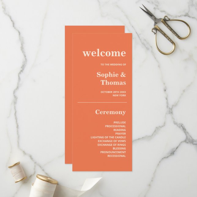 Programa de Casamento Tipografia Negrita Moderna L (Frente/Verso In Situ)