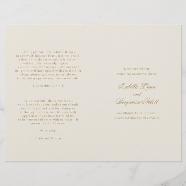 Programa de Casamento Tradicional Ivory Formal Ele (Frente)