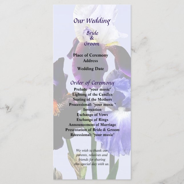 Programa de Casamento Três Tipos de Íris (Frente)