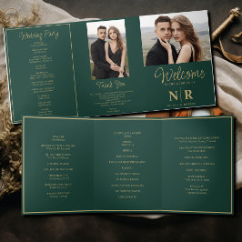 Programa de Casamento Tri-Fold com Monograma de Ca