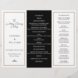 Programa de casamento Tri-Fold inspirado na Chanel