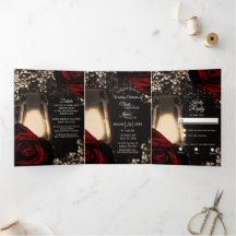 Programa de Casamento Trifold Lanterna Rústica Ros