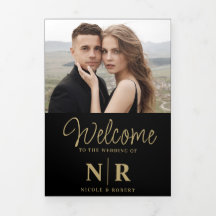 Programa de Casamento Triplo de Monograma de Casam