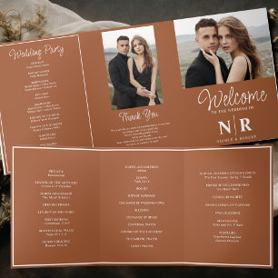 Programa de Casamento Triplo de Monograma de Casam