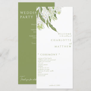 Programa de Casamento Verde da Mosa Floral Branca